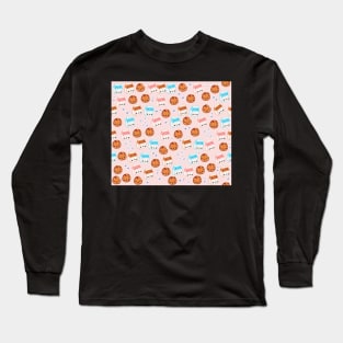 Kawaii Cookies and Milk on Pink Long Sleeve T-Shirt